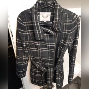 Black and White Plaid Coat